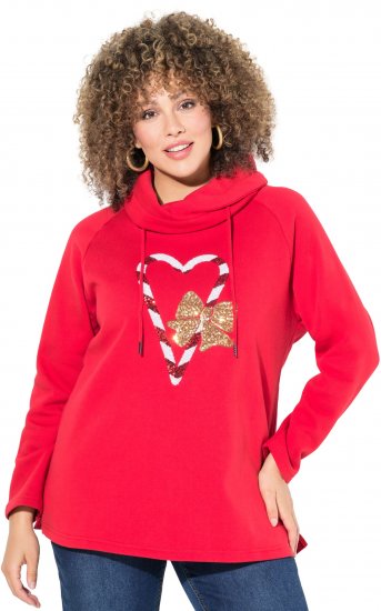 Ulla Popken Sparkling Candy Cane Graphic Sweatshirt Salsa - Sweaters & hoodies - 