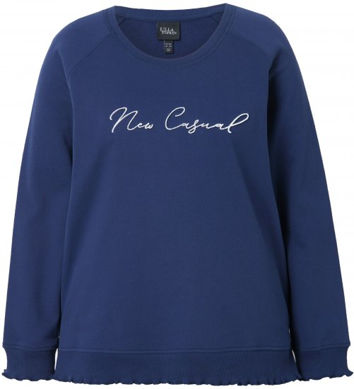 Ulla Popken NEW CASUAL Ruffled Hem Sweatshirt Navy - Sweaters & hoodies - 