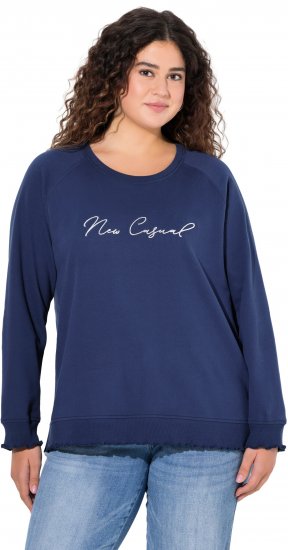 Ulla Popken NEW CASUAL Ruffled Hem Sweatshirt Navy - Sweaters & hoodies - 