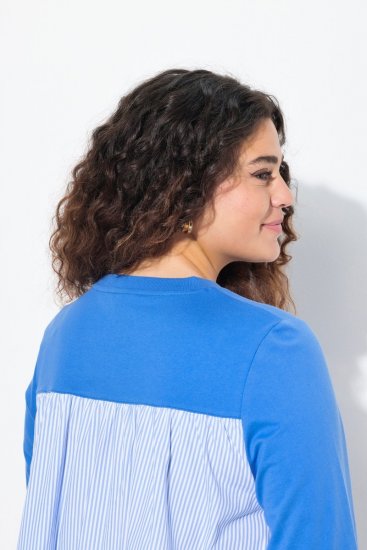 Ulla Popken Pinstripe Gore Long Sleeve Sweatshirt Peacock Blue - Sweaters & hoodies - Warme Sweatshirts, Hoodies & Truien