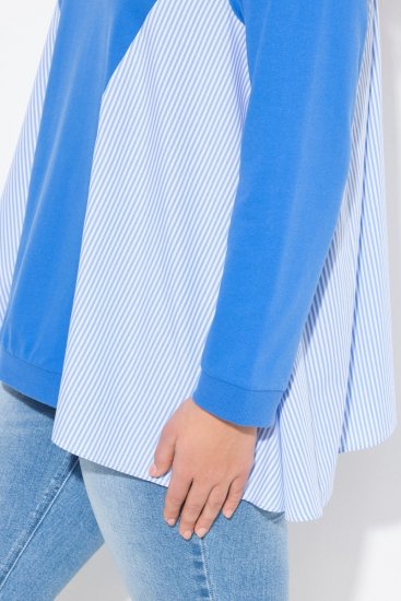 Ulla Popken Pinstripe Gore Long Sleeve Sweatshirt Peacock Blue - Sweaters & hoodies - Warme Sweatshirts, Hoodies & Truien