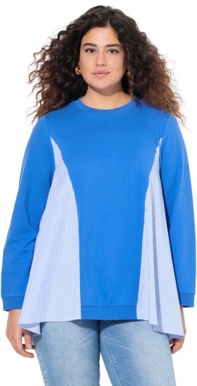 Ulla Popken Pinstripe Gore Long Sleeve Sweatshirt Peacock Blue - Sweaters & hoodies - 