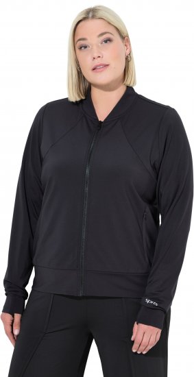 Ulla Popken Quick Drying College Collar Sweatshirt Black - Sweaters & hoodies - 