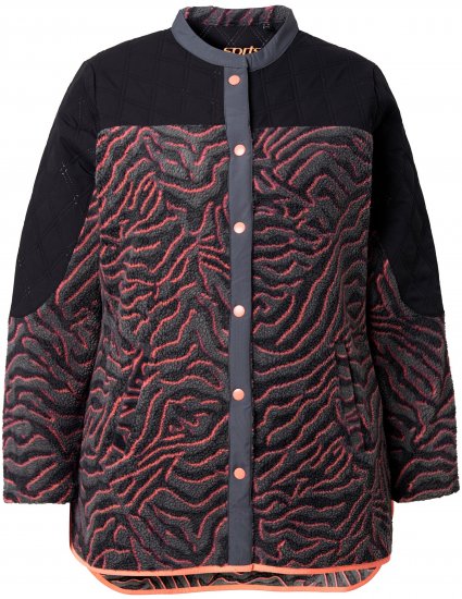Ulla Popken Neon Tiger Stripe Jacket Black - Sweaters & hoodies - 