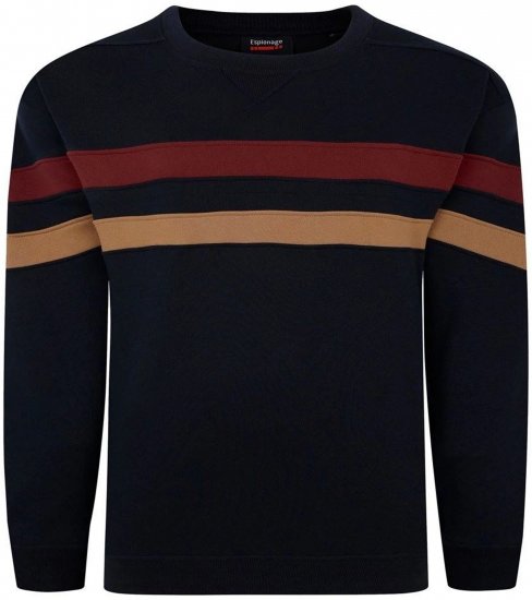 Espionage LW163 Striped Sweatshirt Navy - Sweaters & hoodies - Sweaters & Hoodies Grote Maten Heren