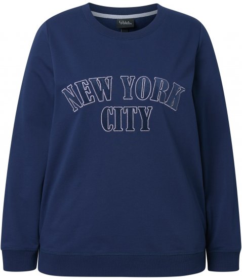 Ulla Popken NYC Embroidered Long Sleeve Sweatshirt Ink Blue - Sweaters & hoodies - 