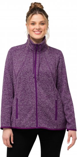 Ulla Popken Heather Knit Fleece Jacket Dark Purple - Sweaters & hoodies - 