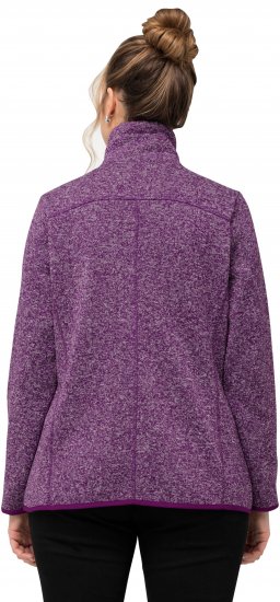 Ulla Popken Heather Knit Fleece Jacket Dark Purple - Sweaters & hoodies - 