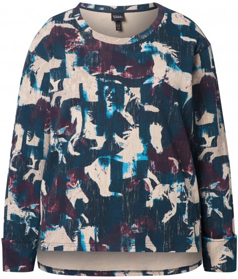 Ulla Popken Horse Print Long Sleeve Sweatshirt Navy - Sweaters & hoodies - 