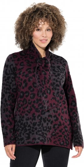 Ulla Popken Leopard Print Scarf Sweater Dark Wine Red - Sweaters & hoodies - 