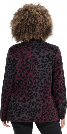 Ulla Popken Leopard Print Scarf Sweater Dark Wine Red - Sweaters & hoodies - 