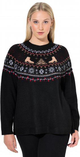 Ulla Popken Norwegian Style Christmas Sweater Black - Sweaters & hoodies - 