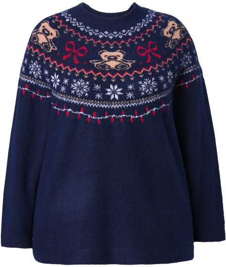 Ulla Popken Norwegian Style Christmas Sweater Blue - Sweaters & hoodies - 
