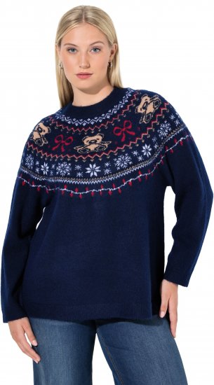 Ulla Popken Norwegian Style Christmas Sweater Blue - Sweaters & hoodies - 