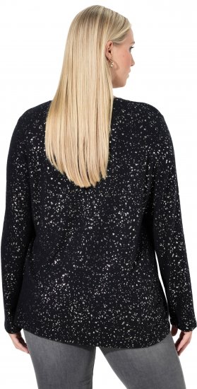 Ulla Popken Metallic Print Extra Soft Christmas Sweatshirt Black - Sweaters & hoodies - 