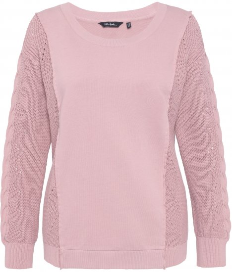 Ulla Popken Mixed Knit Patch Look Sweatshirt Old Pink - Sweaters & hoodies - 
