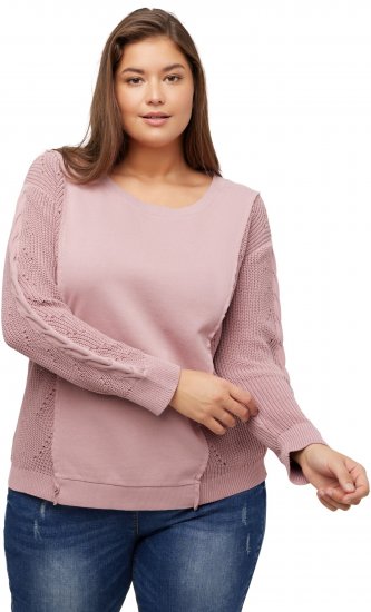 Ulla Popken Mixed Knit Patch Look Sweatshirt Old Pink - Sweaters & hoodies - 