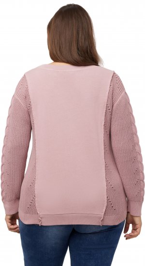 Ulla Popken Mixed Knit Patch Look Sweatshirt Old Pink - Sweaters & hoodies - 