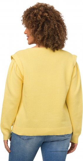 Ulla Popken Shoulder Accent Classic Fit Textured Knit Sweater Lemon Yellow - Sweaters & hoodies - 