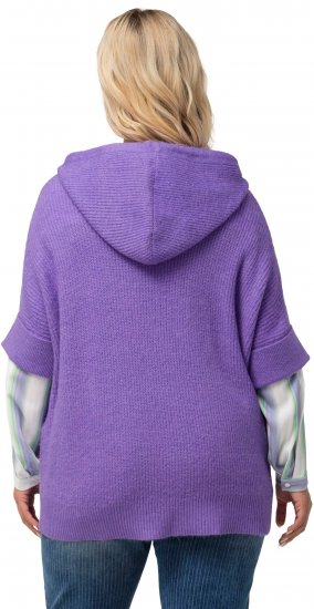 Ulla Popken Fuzzy Knit Short Sleeve Hoodie Pale Lilac - Sweaters & hoodies - 