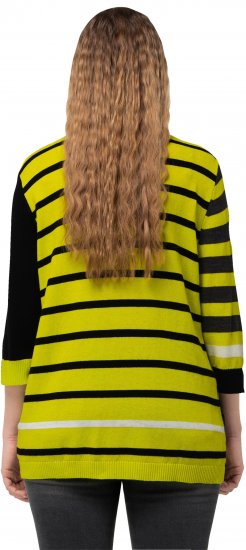 Ulla Popken Mixed Stripe 3/4 Sleeve Colorblock Sweater Apple Green - Sweaters & hoodies - 