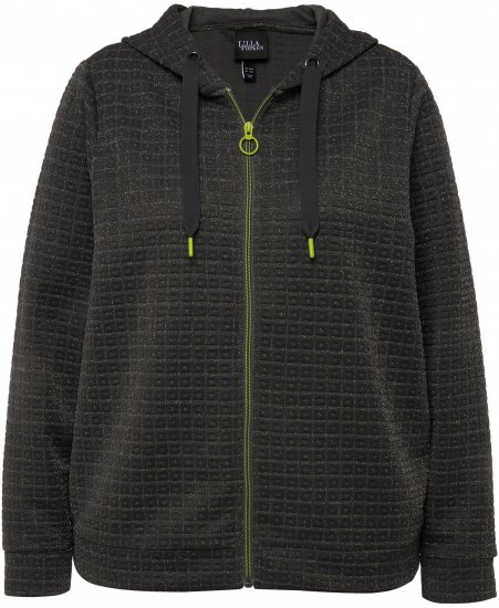 Ulla Popken Textured Metallic Knit Sweatshirt With Hood Graphite Grey - Sweaters & hoodies - 