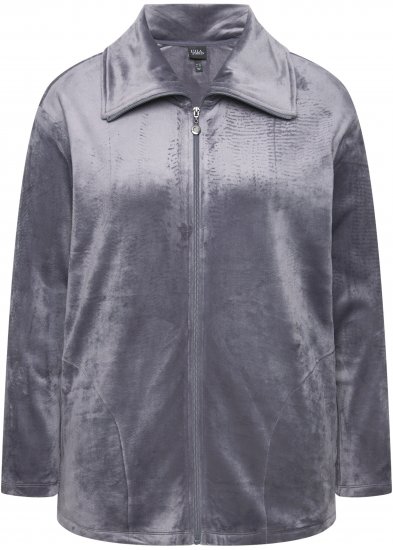 Ulla Popken Velour Loungewear Jacket Dark Grey - Sweaters & hoodies - 
