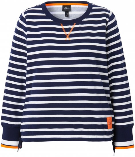 Ulla Popken Striped Drawstring Hem Sweatshirt Navy - Sweaters & hoodies - 