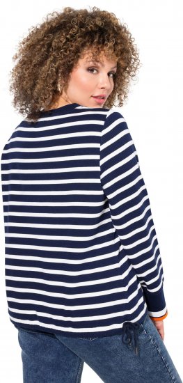 Ulla Popken Striped Drawstring Hem Sweatshirt Navy - Sweaters & hoodies - 