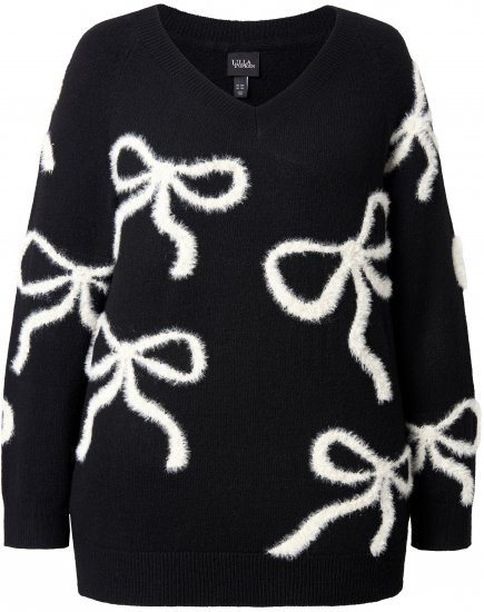 Ulla Popken Glitter Bow Sweater Black - Sweaters & hoodies - 