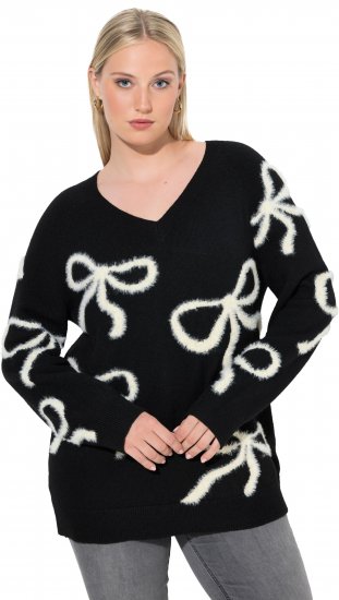 Ulla Popken Glitter Bow Sweater Black - Sweaters & hoodies - 