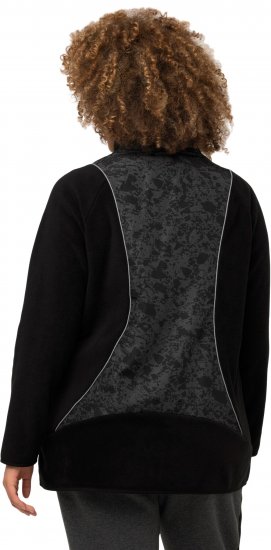 Ulla Popken Patch Print Fleece Jacket Black - Sweaters & hoodies - 