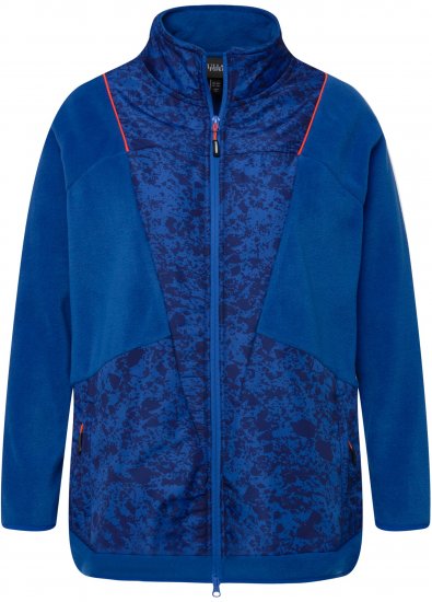 Ulla Popken Patch Print Fleece Jacket Denim Blue - Sweaters & hoodies - 