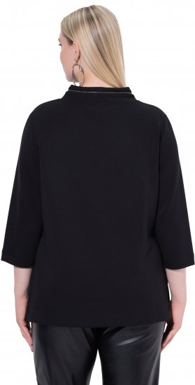 Ulla Popken Decorative Chain Collar Sweatshirt Black - Sweaters & hoodies - 