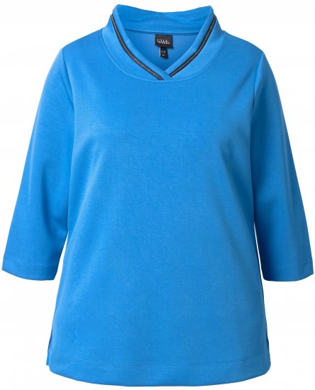 Ulla Popken Classic Fit with Side Slits 3/4 Sleeve Sweatshirt Royal Blue - Sweaters & hoodies - 
