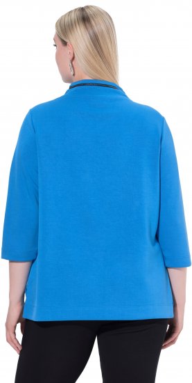 Ulla Popken Classic Fit with Side Slits 3/4 Sleeve Sweatshirt Royal Blue - Sweaters & hoodies - 