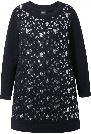 Ulla Popken Sequined Soft Fine Knit Sweater Black - Sweaters & hoodies - 