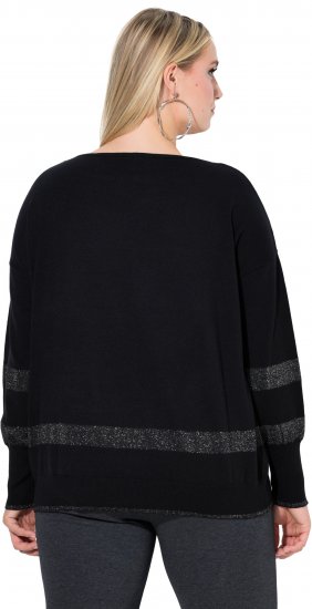 Ulla Popken Sparkling Breton Striped Sweater Black - Ulla Popken - 