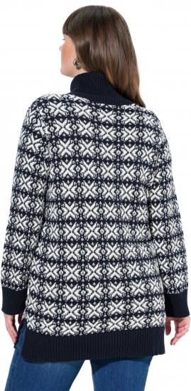 Ulla Popken Eco Cotton Geometric Snowflake Sweater Navy - Sweaters & hoodies - 