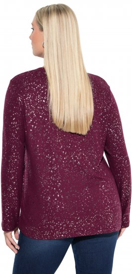 Ulla Popken Metallic Print Extra Soft Christmas Sweatshirt Dark Wine Red - Sweaters & hoodies - 