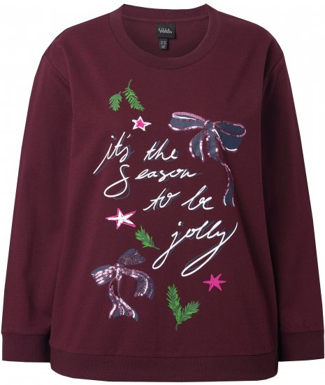 Ulla Popken Sparkling Sequin Bows Christmas Sweatshirt Plum - Sweaters & hoodies - 