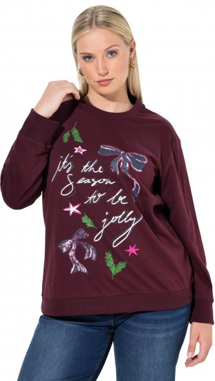 Ulla Popken Sparkling Sequin Bows Christmas Sweatshirt Plum - Sweaters & hoodies - 