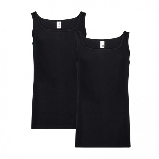 Adamo Royal Fine Ribbed Undershirt 2-Pack Black - Ondergoed & zwem - Grote Maten Ondergoed Heren