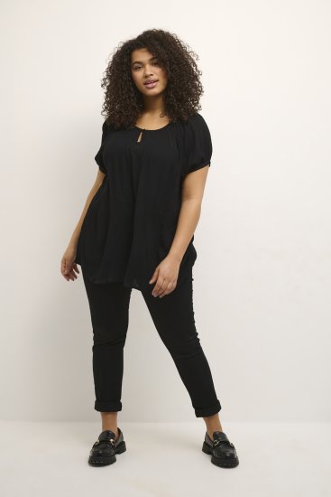Kaffe Curve Ami Korte mouw Blouse Diepzwart - T-shirts - 