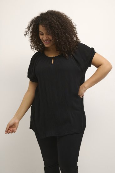 Kaffe Curve Ami Korte mouw Blouse Diepzwart - T-shirts - 