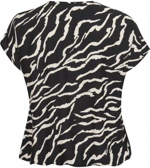 Kaffe Curve Sonna Stanley Top Zwart/Antique Zebraprint - T-shirts - 