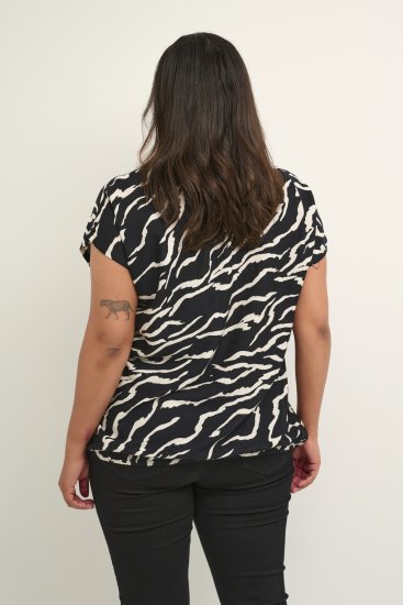 Kaffe Curve Sonna Stanley Top Zwart/Antique Zebraprint - T-shirts - 