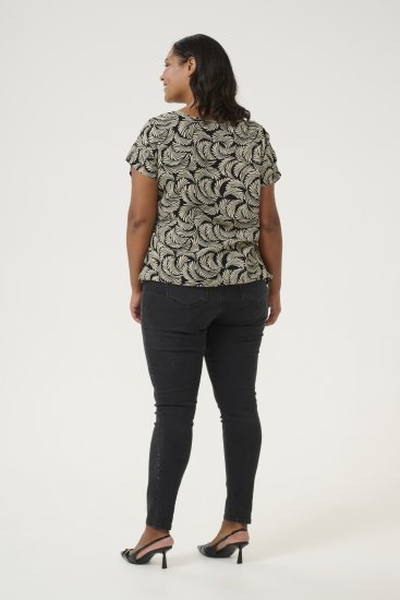 Kaffe Curve Sonna Stanley Top Diepzwart/Antiek wit print - T-shirts - 