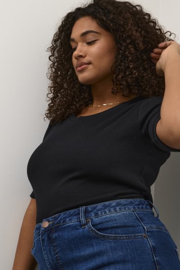 Kaffe Curve Carina T-shirt Diepzwart - T-shirts - 