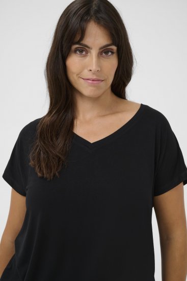 Kaffe Curve Jena V-Neck T-shirt Diepzwart - T-shirts - 